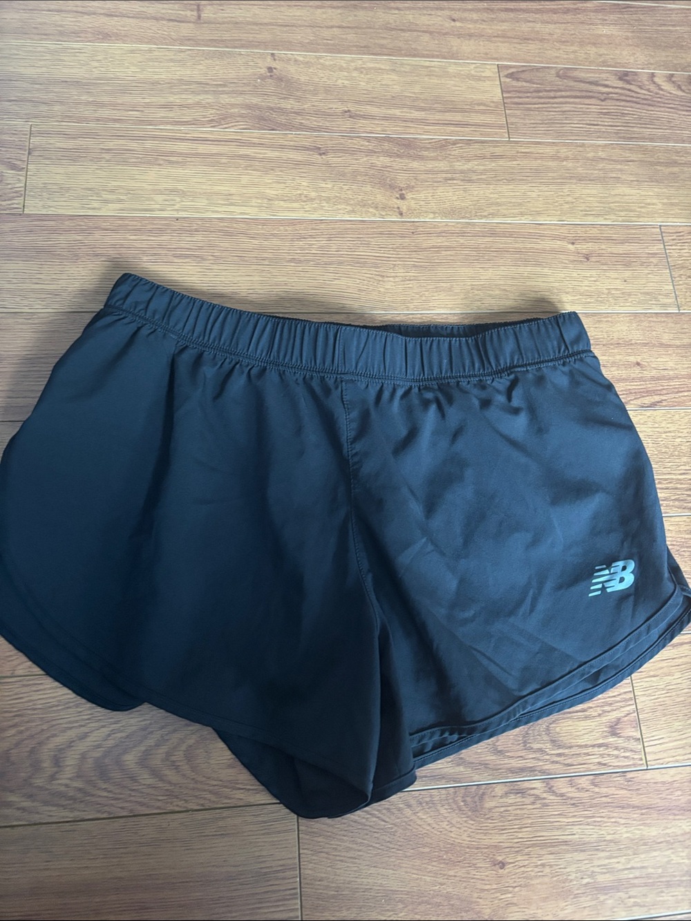 New Balance Women's Black Athletic Shorts with Teal Logo